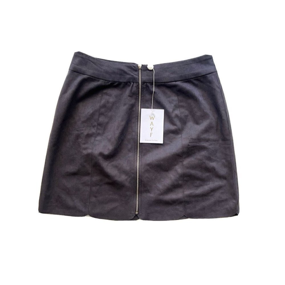 WAYF Nasty Gal Warwick Zip Up Suede Casual Mini Skirt Size S - Picture 10 of 10
